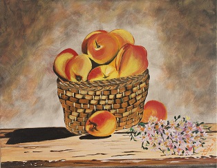 Peaches in a basket